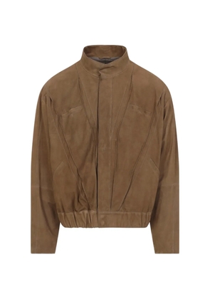 Giorgio Armani leather panelled jacket - Brown