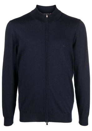 BOSS fine-knit zip-up cardigan - Blue
