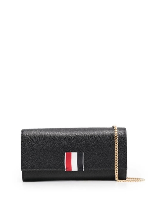 Thom Browne logo-patch leather shoulder bag - Black