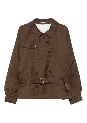 Glass Cypress belted double-breasted coat - Brown