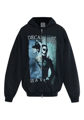 VETEMENTS graphic-print zip-up hoodie - Black