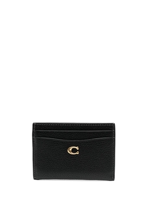 Coach logo-plaque leather cardholder - Black