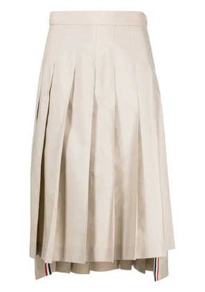 Thom Browne RWB-tab pleated midi skirt - Neutrals