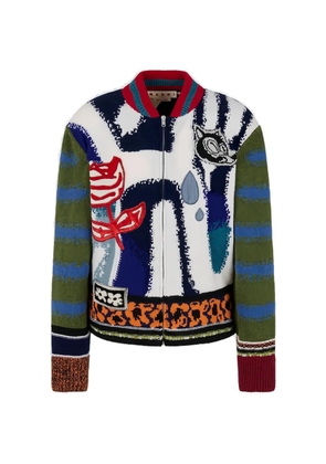 Marni graphic-print zip-up cardigan - White