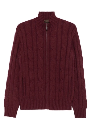 Doriani Cashmere cable-knit zip-front cardigan - Red