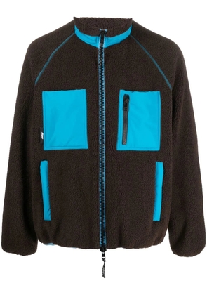 MSGM logo-patch fleece jacket - Brown