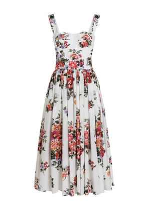 Dolce & Gabbana floral bouquet-print midi dress - White