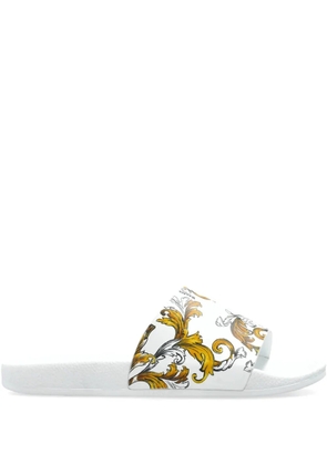 Versace Jeans Couture Barocco-pattern slides - White