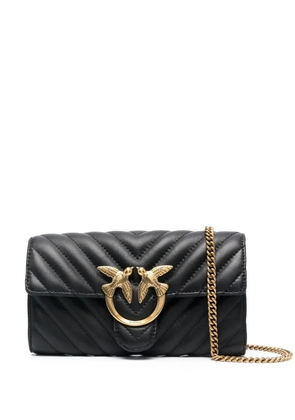 PINKO logo-plaque matelassé shoulder bag - Black