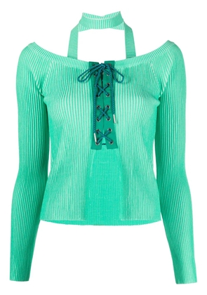 Andersson Bell ribbed lace-up fastening cardigan - Green
