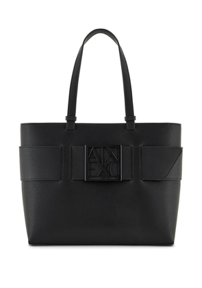 Armani Exchange logo plaque tote bag - Black