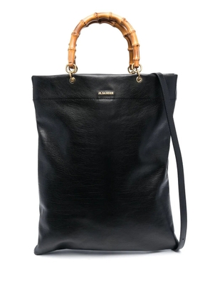 Jil Sander bamboo-handle leather tote bag - Black