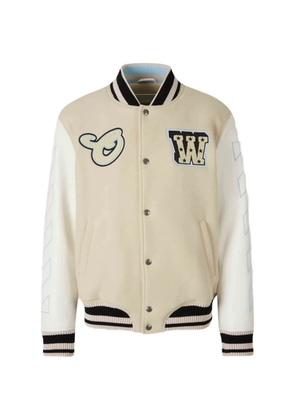 Off-White logo-patch bomber jacket - Neutrals