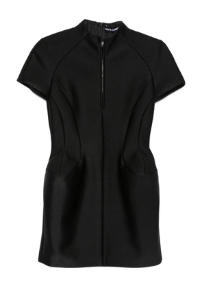 David Koma zip short-sleeve mini dress - Black