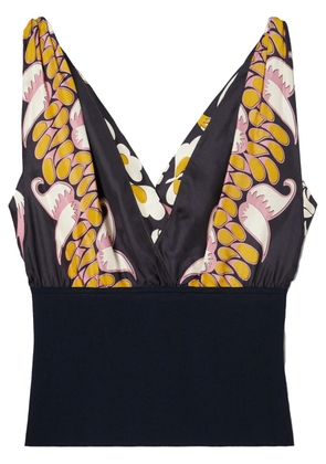 Tory Burch floral-print silk sleeveless top - Purple