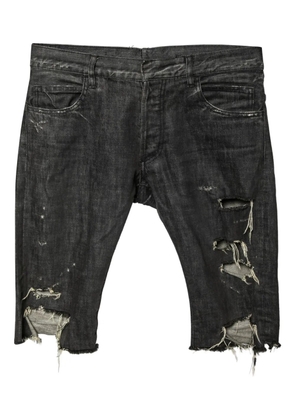Balmain Pre-Owned distressed-effect frayed-edge shorts - Grey