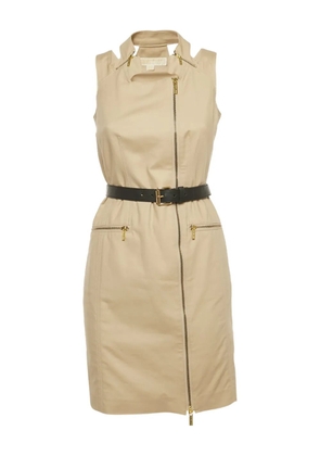 Michael Kors Vintage collar belted zip-up midi dress - Neutrals