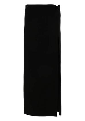 Magda Butrym floral-appliqué wool-blend skirt - Black