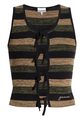 GANNI striped knitted top - Neutrals