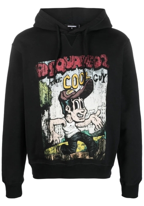 DSQUARED2 graffit-print cotton hoodie - Black