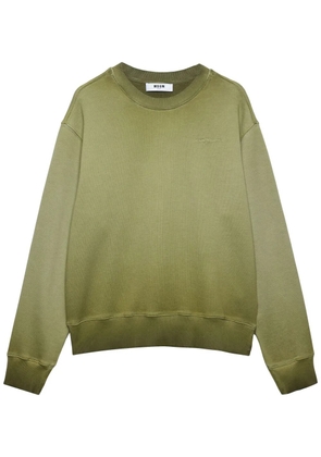 MSGM embroidered-logo cotton sweatshirt - Green