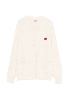 Kenzo V-neck flower-embroidered cardigan - Neutrals