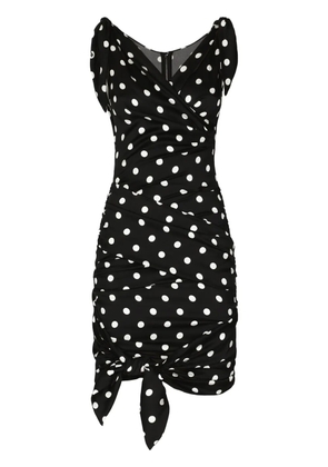 Dolce & Gabbana polka-dot draped mini dress - Black