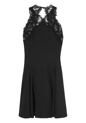 Versace Barocco-lace trim halterneck minidress - Black