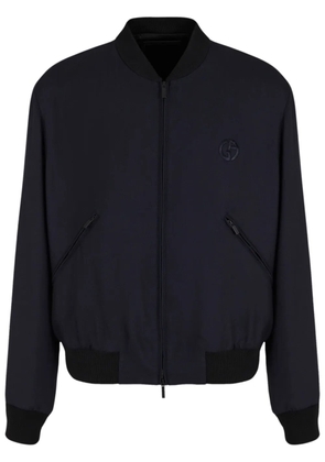 Giorgio Armani logo-embroidery cashmere-blend jacket - Blue