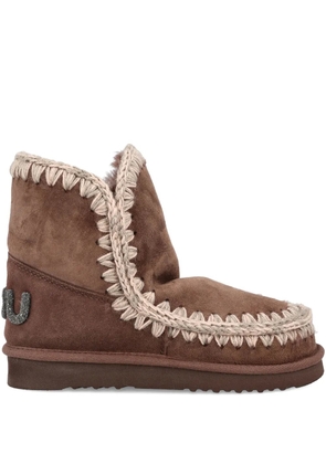 Mou crochet-trim boots - Brown