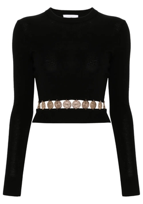 Rabanne ribbed-knit studded top - Black