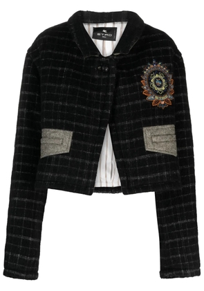 ETRO checked cropped jacket - Black