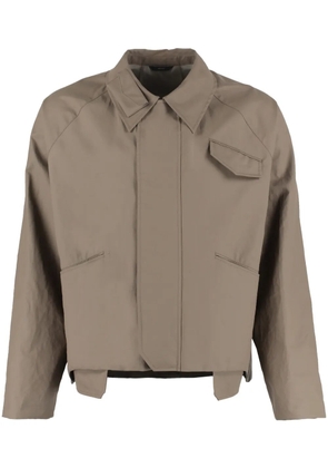 FENDI asymmetric-hem shirt jacket - Brown
