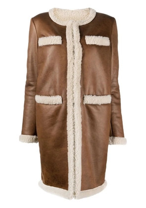 DSQUARED2 faux-shearling collarless coat - Brown