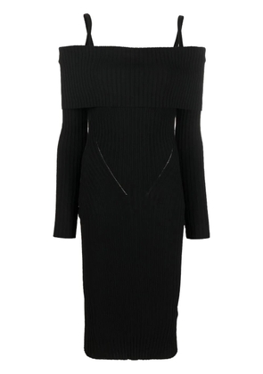 ANDREĀDAMO off-shoulder ribbed knit dress - Black