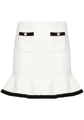 Self-Portrait sequinned crochet miniskirt - White