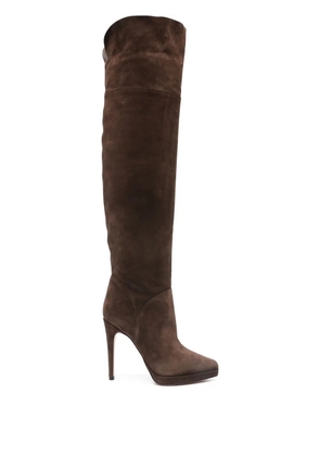 Casadei 100mm suede stiletto knee-high boots - Brown