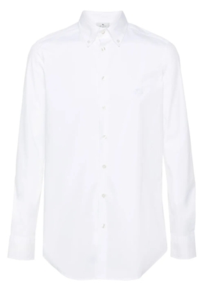 ETRO Pegaso-embroidered poplin shirt - White