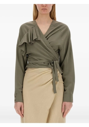 Alysi ruffle-detail wrap top - Green