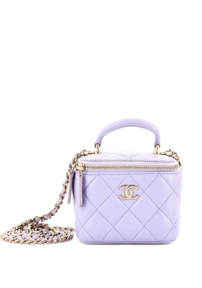 CHANEL Pre-Owned Classic Top Handle Vanity Case with Chain Quilted Lambskin Mini crossbody bag - Purple
