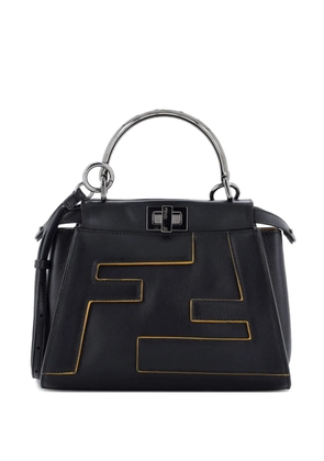 Fendi Pre-Owned FF Logo Peekaboo Bag Leather with Applique Mini satchel - Black