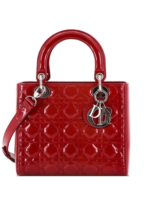 Christian Dior Pre-Owned Lady Dior Bag Cannage Quilt Patent Medium satchel - Red