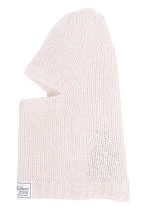 Raf Simons knitted logo-patch balaclava hat - Pink