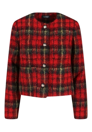 Lauren Ralph Lauren plaid-pattern button tweed jacket - Red