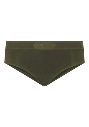 TOM FORD ribbed logo-detail briefs - Green