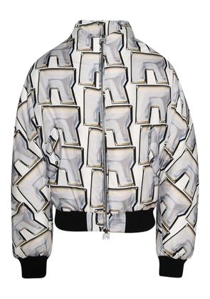 RRR123 abstract-pattern print jacket - White