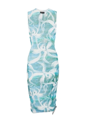 Louisa Ballou floral-print drawstring mini dress - Blue