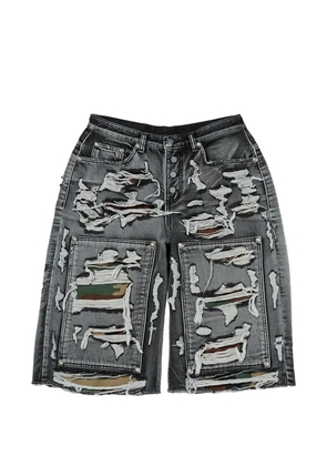 THUG CLUB ripped denim shorts - Grey