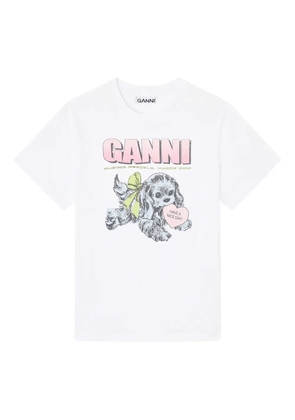 GANNI Puppy logo-graphic T-shirt - White