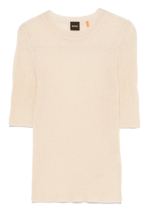 BOSS fine-ribbed T-shirt - Neutrals